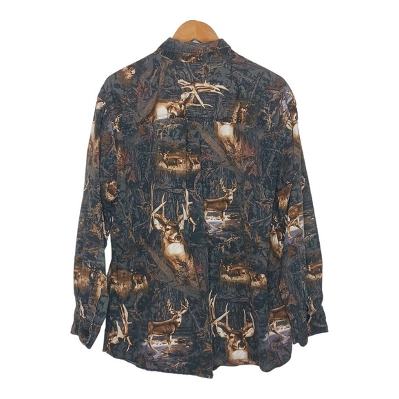 Legacy Falls Outfitters Men's XL Multi Color Deer Graphic Button Down Shirt Buck - Picture 2 of 5